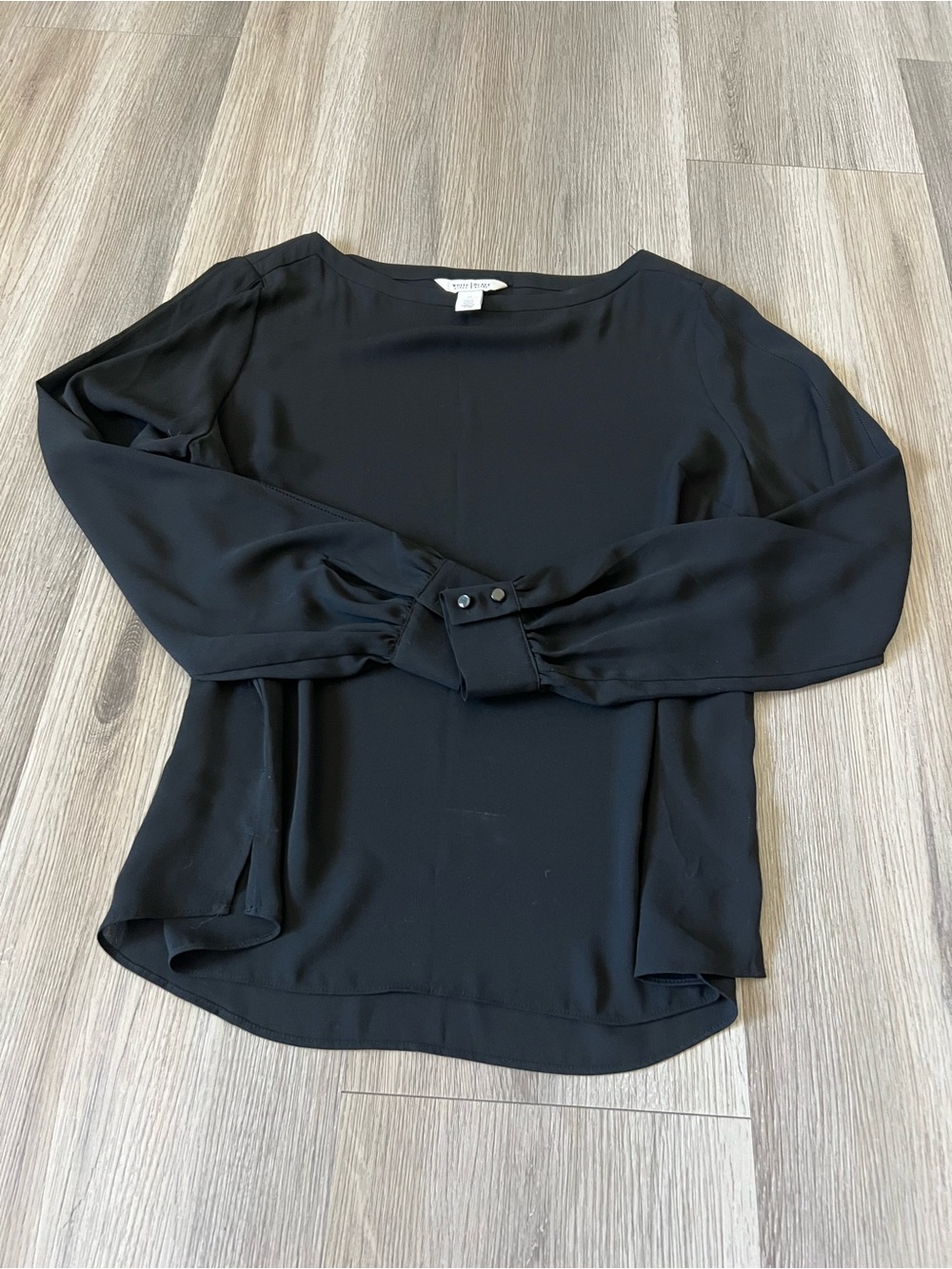 White House Black Market Black Boatneck Long-Sleeve Blouse